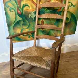 Arts and Crafts Cotswold School Rush Seated Rocking Chair Attributed to Neville Neal
